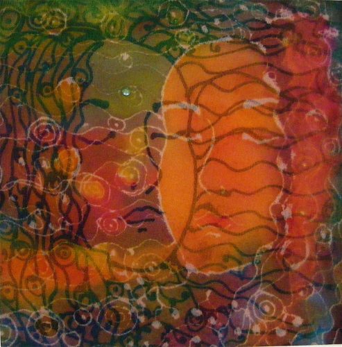 Contemplation, sheer and opaque silk art by Jo-Ann Jensen. joannjensen.com